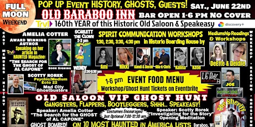 Hauptbild für "Full Moon" OLD SALOON VIP GHOST HUNT, Workshops, Readings, Spooky Fun!