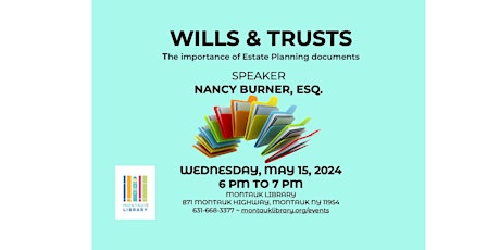 Hauptbild für Wills & Trusts 101 with Nancy Burner, Esq. (local history center)