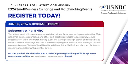 Nuclear Regulatory Commission - Small Business Exchange and Matchmaking Event! primary image