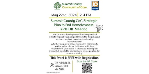 Primaire afbeelding van Summit County CoC Strategic Plan to End Homelessness Kick-Off Meeting