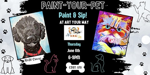 Imagem principal do evento Paint-YOUR-Pet Paint & Sip! (at Market Vineyards)
