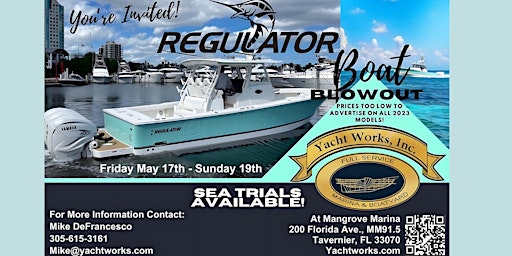 Regulator Boats Sea Trial and Blowout Sale primary image
