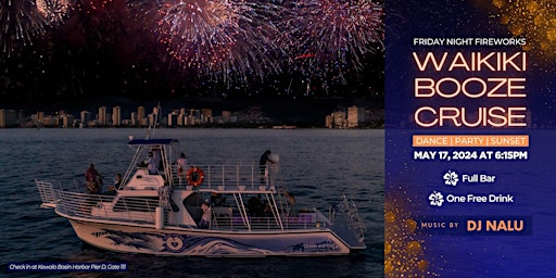 Imagen principal de Waikiki Sunset Booze Cruise with Fireworks & Full Bar (21+)