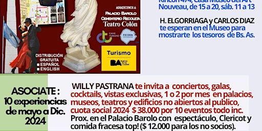 Primaire afbeelding van Ciclo AANBA mayo a dic: 10 Experiencias en P.Barolo, T.Colón, Museos y más!