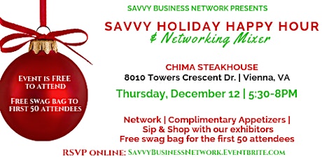 Savvy Holiday Happy Hour & Networking Mixer - Tysons primary image