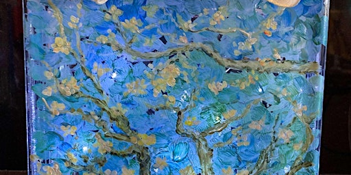 Immagine principale di Van Gogh's Almond Blossoms on glass block - Paint and Sip by Classpop!™ 