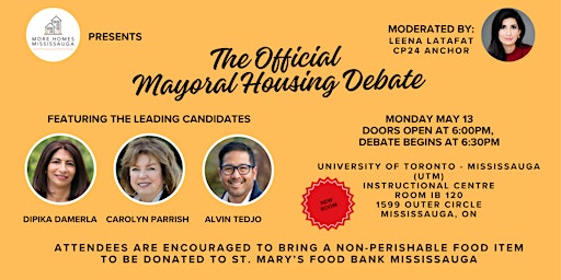Image principale de More Homes Mississauga Presents: The Official Mayoral Housing Debate