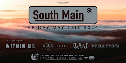 Immagine principale di SOUTH MAIN ST. CAFE 611 with Within Me , Shomucon,  U.T.I. and  DRILL PRESS 