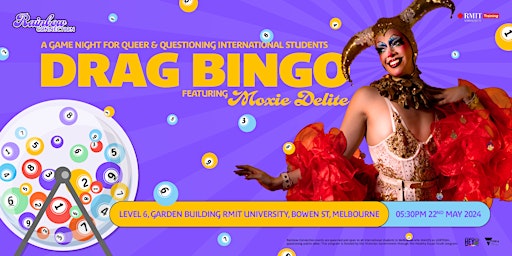 Imagem principal do evento Rainbow Connection: Drag Bingo featuring Moxie Delite