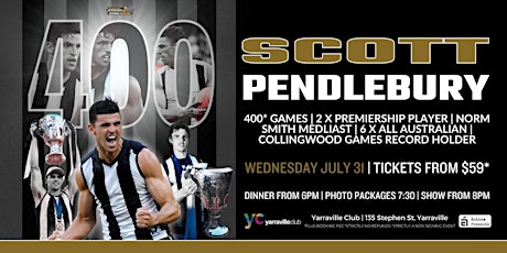 Scott Pendlebury's 400th Game Celebration LIVE at Yarraville Club! primary image