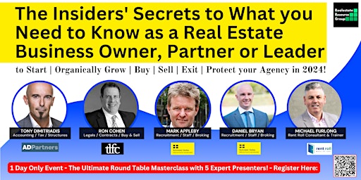 Imagen principal de The Insiders Secrets for Real Estate Business Owners & Leaders in 2024!