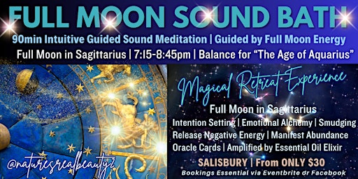 Imagen principal de Full Moon in Sagittarius Sound Bath | Celebrating ‘Age of Aquarius’