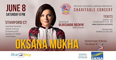 Imagem principal do evento Stamford CT Oksana Mukha and Oleksandr Bozhyk Charitable Concert