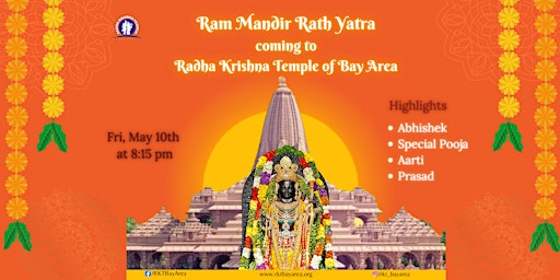 Imagem principal do evento Ram Mandir Rath Yatra Coming to Radha Krishna Temple of Bay Area