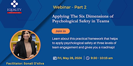 Applying The Six Dimensions of Psychological Safety - Webinar