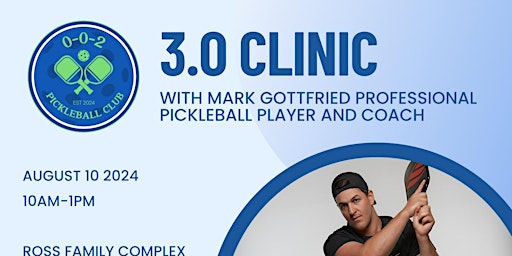 Imagem principal do evento 002 Pickleball Club 3.0 Clinic with Mark Gottfried - Pro PB Player/Coach
