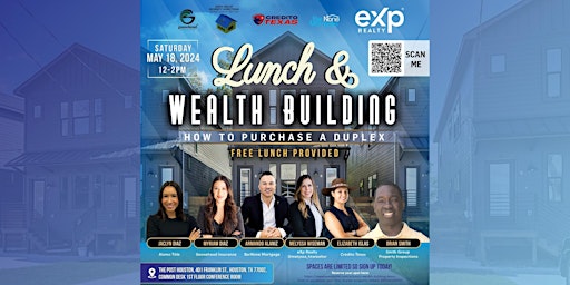 Imagem principal de Lunch & Wealth Building: Learn how to purchase your first duplex property
