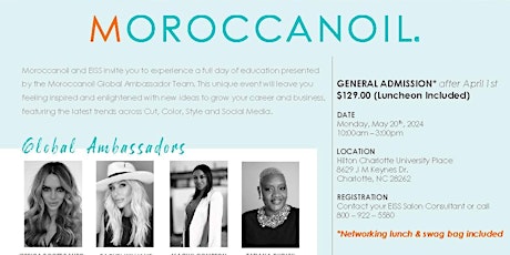 20 seats just added to the Moroccanoil Global Ambassadors Event!!