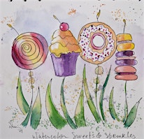 Sweets & Sprinkles- Watercolor class for Kids! primary image
