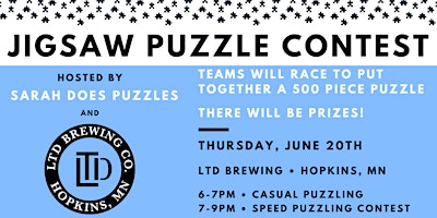 Imagem principal do evento Jigsaw Puzzle Contest at LTD Brewing with Sarah Does Puzzles - June 2024