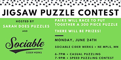 Primaire afbeelding van Jigsaw Puzzle Contest at Sociable Cider Werks with Sarah Does Puzzles
