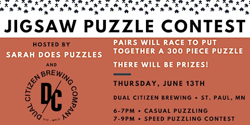 Imagem principal do evento Jigsaw Puzzle Contest at Dual Citizen Brewing with Sarah Does Puzzles