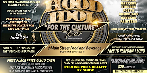 Imagen principal de EVANSVILLE, INDIANA Hood Idol "For The Culture" Tour (Soundstage and party)