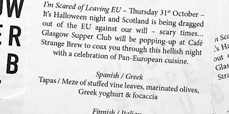 Glasgow Supper Club - I'm Scared of Leaving EU primary image