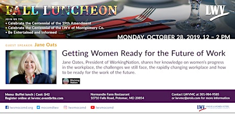 LWVMC 2019 Fall Luncheon - Getting Women Ready for the Future of Work