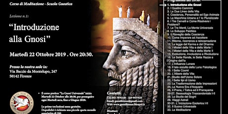 Immagine principale di Corso di Meditazione e GNOSI: La Gnosi Universale - Inizio martedì 22 Ottobre'19 ore 20:30 - Firenze 