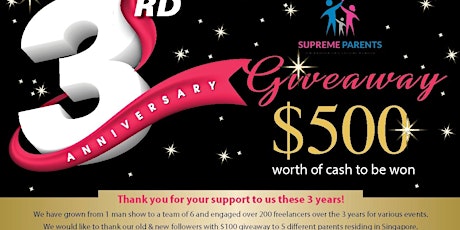 $500 Mega Giveaway - Supreme Parents is 3!