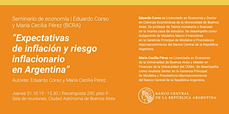 Imagen principal de Seminario de Economía | Eduardo Corso y María Cecilia Perez (BCRA)