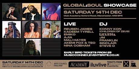 Global Soul Live Showcase: Reuben James, Kadeem Tyrell, Mali Hayes, Ajia, Emiko, Nina Cobham, Akemi Fox & Teo primary image