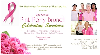 Pink Party Brunch Presented by New Beginnings for Women of Houston, Inc. primary image