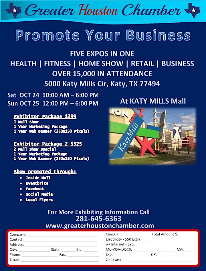 Promote Your Business Expo Katy Mills Mall Tickets Sat Oct 24