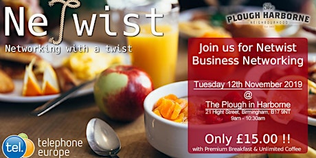 Netwist Business Networking (Birmingham) with Breakfast & Unlimited Coffee primary image
