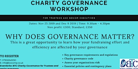 Charity Governance for Trustees and Senior Managers primary image