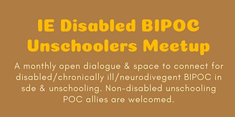 Disabled BIPOC Unschoolers November Meetup primary image