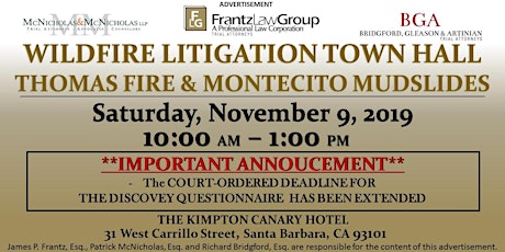 Wildfire Litigation  Town Hall Meeting for Thomas Fire & Montecito Mudslide primary image