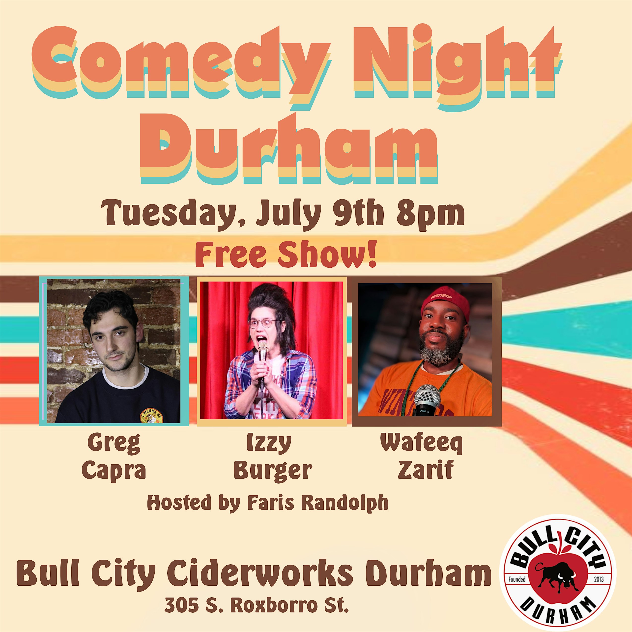 Comedy Night Durham @ The Bull City Ciderworks in Durham.