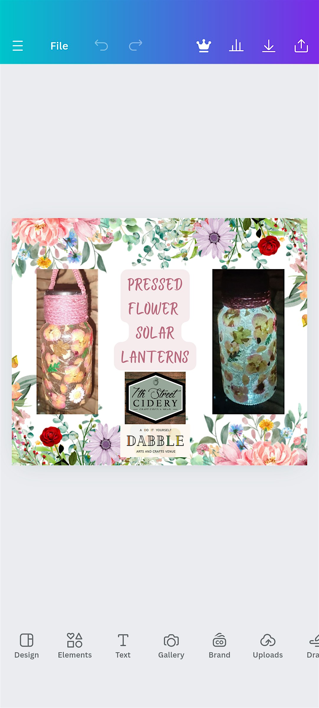 7th Street Cidery presents pressed flower solar lanterns with Dabble