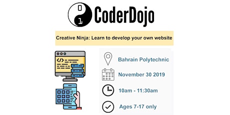 CoderDojo Bahrain - Creative Ninja: Learn to develop your own Website primary image
