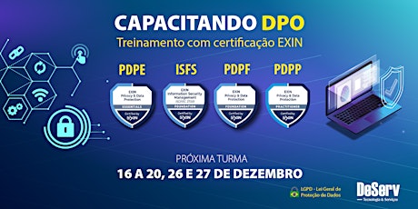 Imagem principal do evento CERTIFICAÇÃO EXIN CAPACITAÇÃO DPO / LGPD | DEZEMBRO