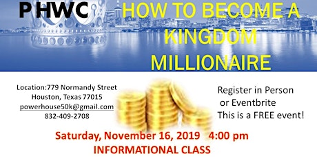 HOW TO BECOME A KINGDOM MILLIONAIRE Informational Class primary image