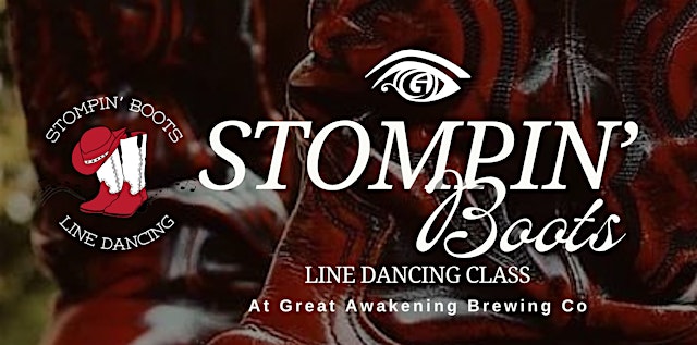 Image principale de Stompin Boots Line Dancing Class at Great Awakening Brewing