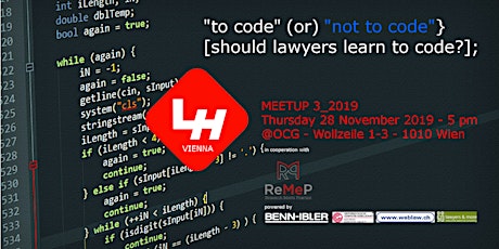 Hauptbild für VIENNA LEGAL HACKERS Meetup 3_2019: Should lawyers learn to code?