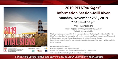 2019 PEI Vital Signs Information Session-Mill River primary image
