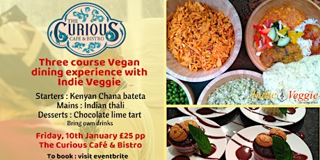 Three course Vegan meal at The Curious Cafe & Bist primary image