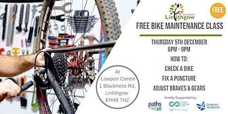 Free Bike Maintenance Class in Linlithgow primary image
