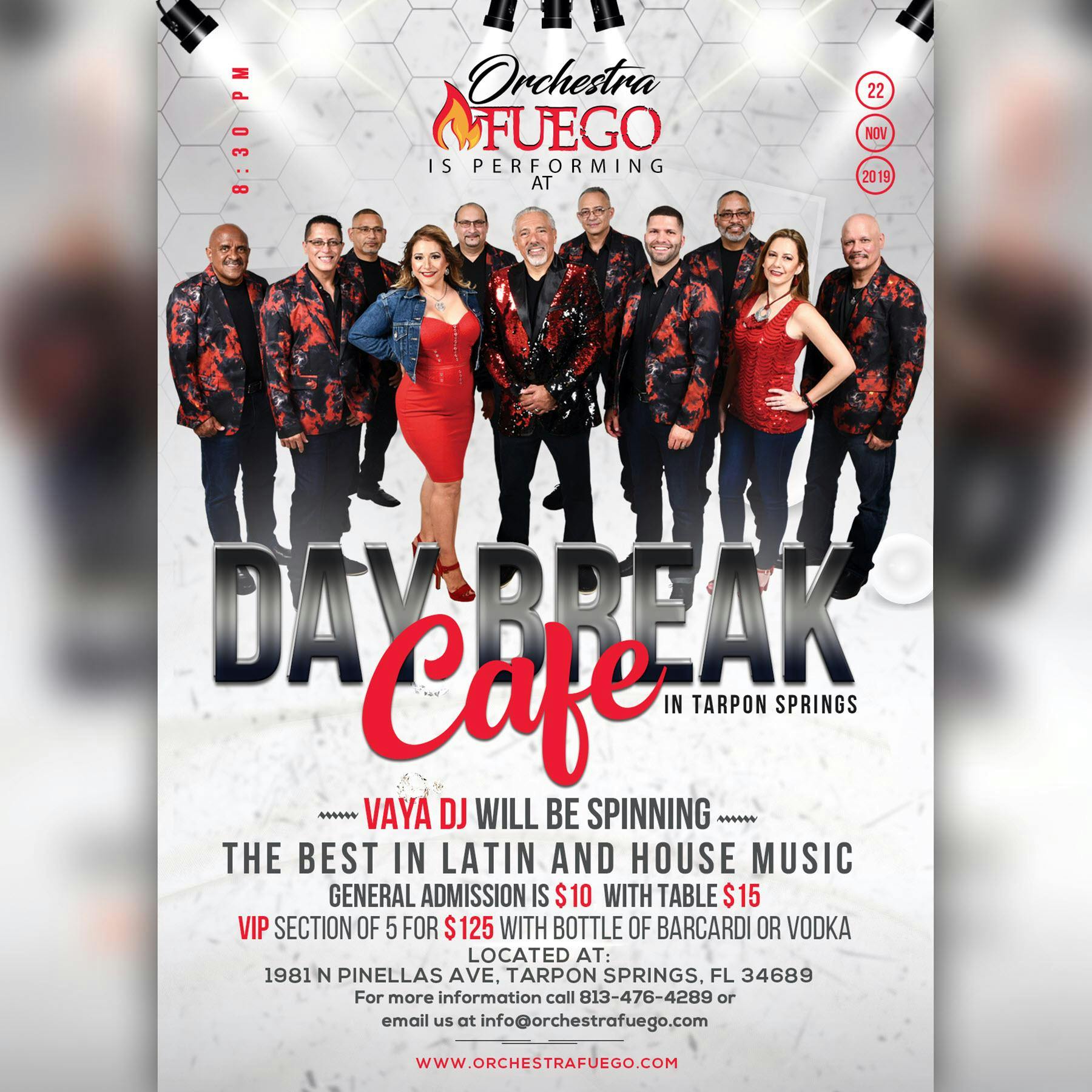 Orchestra Fuego live December 13 at the Day Break cafe